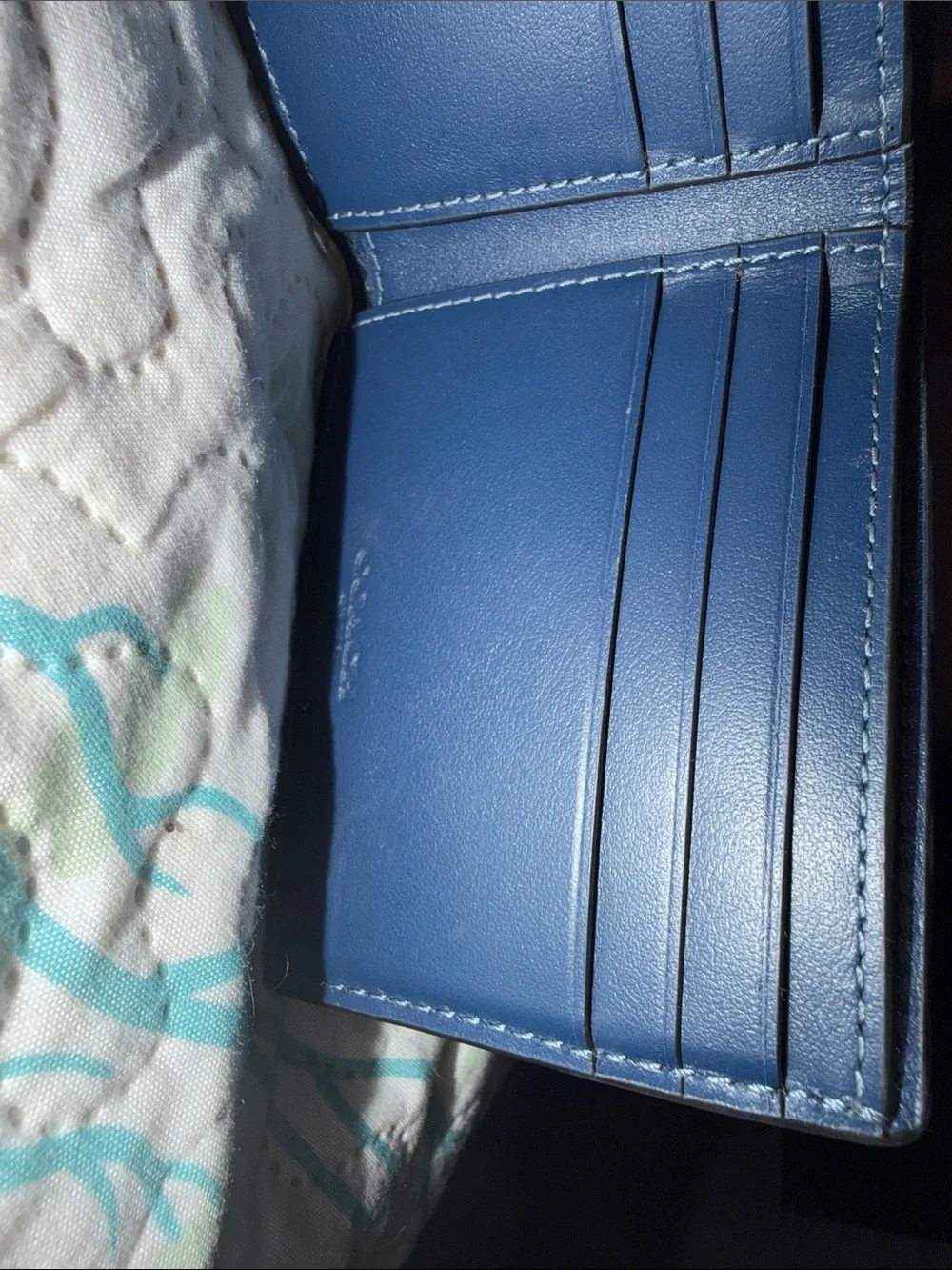 Coach Navy Signature Compact Card Wallet